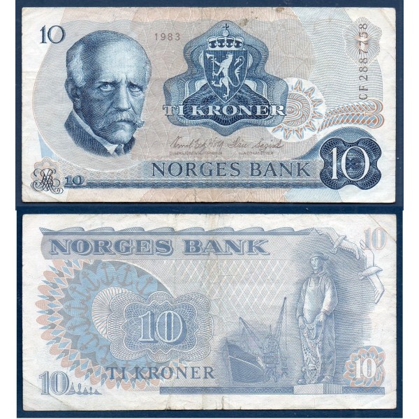 Norvège Pick N°36c, TB Billet de banque de 10 Kroner 1977-1984