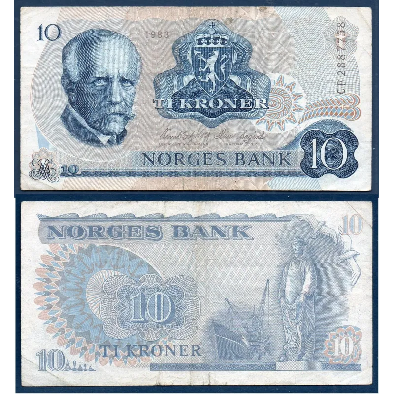 Norvège Pick N°36c, TB Billet de banque de 10 Kroner 1977-1984