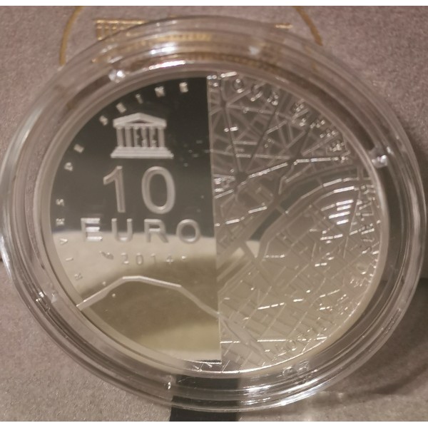10 euros argent BE 2014, Rive de Seine, Tour Eiffel, Palais chaillot Pièces de monnaies de Paris