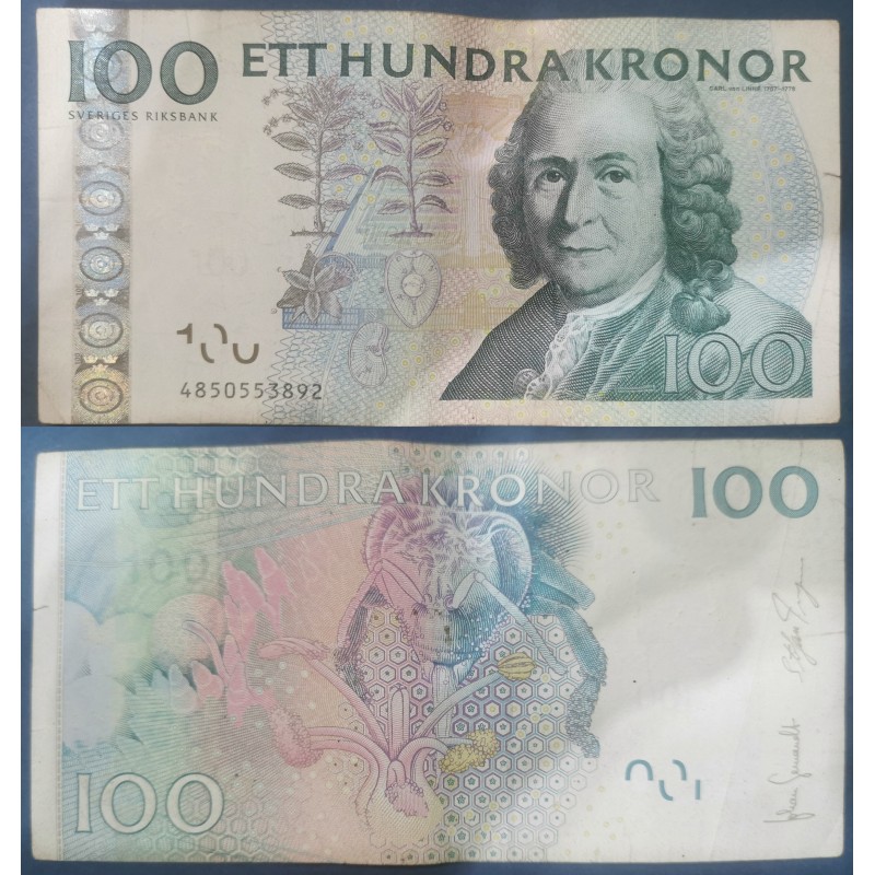 Suède P.65c, TB, Billet de 100 Kronor 2006-2014 Pollinisation Suède P.65c, TB, Billet de 100 Kronor 2006-2014 Pollinisation