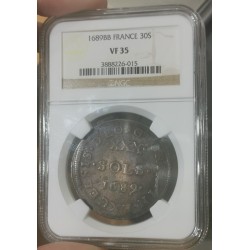30 sols de Strasbourg 1689 BB Louis XIV NGC VF35 TTB- pièce de monnaie royale