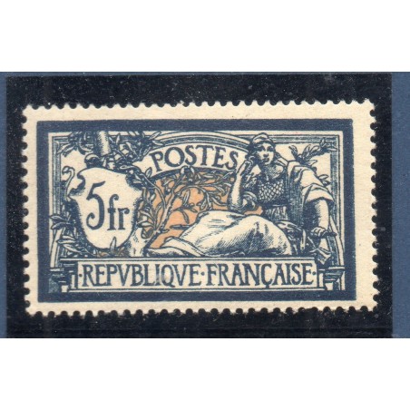 Timbre France Yvert No 123 Type Merson 5F bleu et chamois neuf **