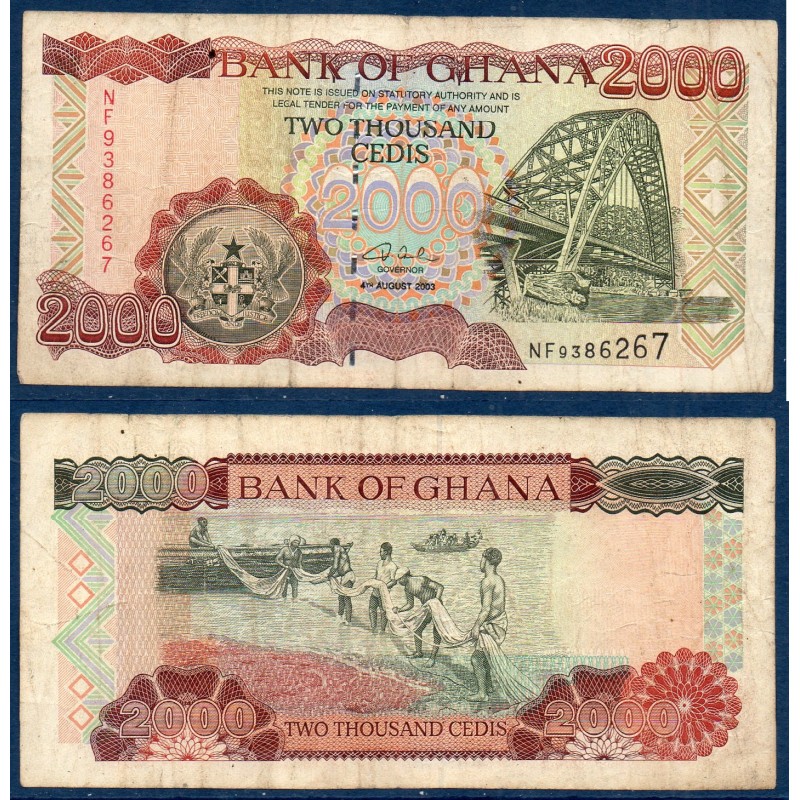 Ghana Pick N°33h, TB Billet de banque de 2000 Cedis 2003