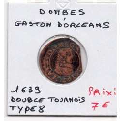 Principauté des Dombes, Gaston d'Orleans (1639) TB nettoyé Double Tournois Type 8