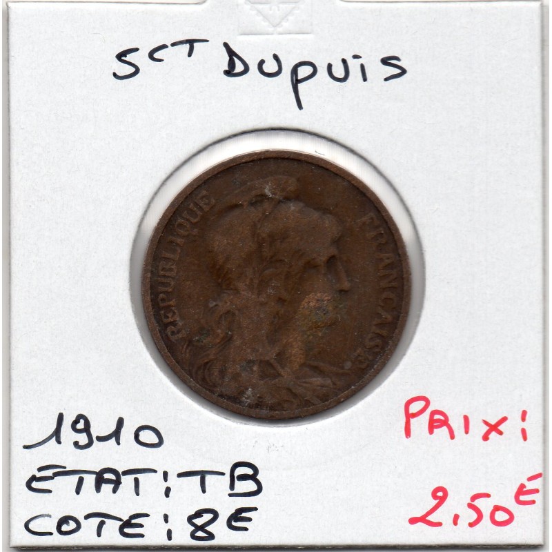 5 centimes Dupuis 1910 TB, France pièce de monnaie