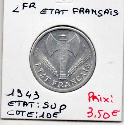 2 francs Francisque Bazor 1943 Sup, France pièce de monnaie