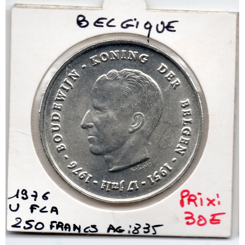 Belgique 250  Francs 1976 en Flamand Spl, KM 158 pièce de monnaie