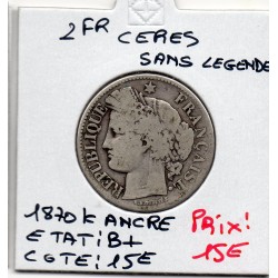 2 Francs Cérès 1870 Sans...