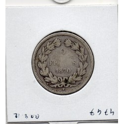 2 Francs Cérès 1870 Sans légende K Ancre B+, France pièce de monnaie
