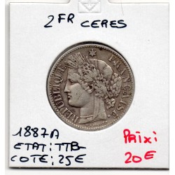 2 Francs Cérès 1887 TTB-,...