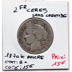 2 Francs Cérès 1870 Sans...