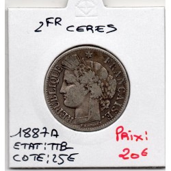 2 Francs Cérès 1887 TTB-,...