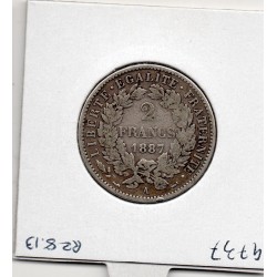 2 Francs Cérès 1887 TTB-, France pièce de monnaie