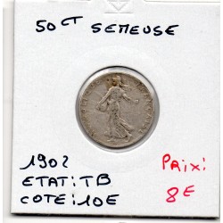 50 centimes Semeuse Argent 1902 TB, France pièce de monnaie