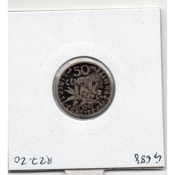 50 centimes Semeuse Argent 1907 TB, France pièce de monnaie