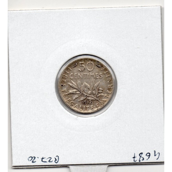 50 centimes Semeuse Argent 1912 TTB, France pièce de monnaie