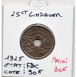 25 centimes Lindauer 1925 FDC, France pièce de monnaie