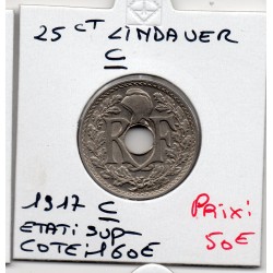25 centimes Lindauer 1917 soulignée Sup-, France pièce de monnaie