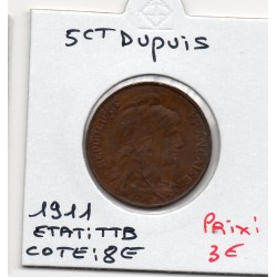 5 centimes Dupuis 1911 TTB, France pièce de monnaie