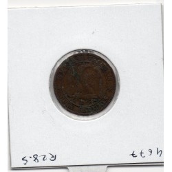 2 centimes Napoléon III tête nue 1855 grand D Ancre petit Lion TB+, France pièce de monnaie