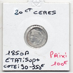 20 centimes Cérès 1850A Paris Sup+, France pièce de monnaie