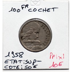 100 francs Cochet 1958 Sup-, France pièce de monnaie