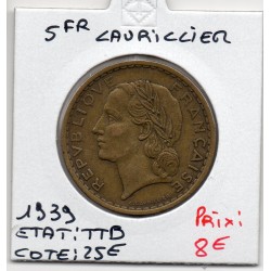 5 francs Lavrillier 1939 TTB, France pièce de monnaie