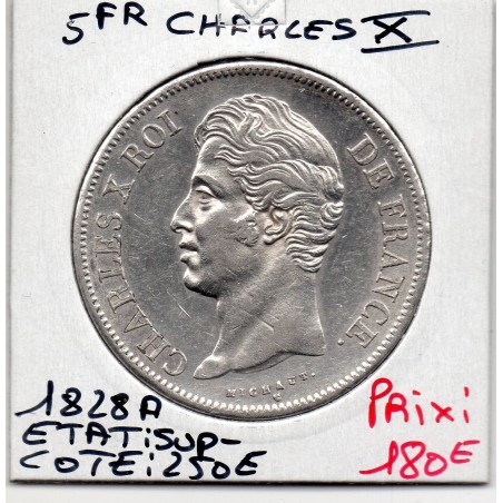 5 francs Charles X 1828 A Paris Sup-, France pièce de monnaie