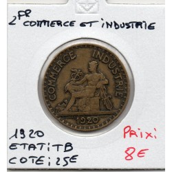 Bon pour 2 francs Commerce Industrie 1920 TB, France pièce de monnaie