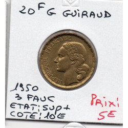 20 francs Coq Georges Guiraud 3 faucilles 1950 Sup+, France pièce de monnaie