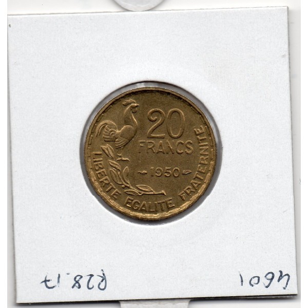 20 francs Coq Georges Guiraud 3 faucilles 1950 Sup+, France pièce de monnaie