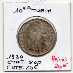 10 francs Turin Argent 1934 Sup, France pièce de monnaie
