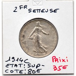 2 Francs Semeuse Argent 1914 C Castelsarrasin Sup-, France pièce de monnaie