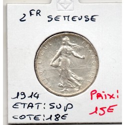 2 Francs Semeuse Argent 1914 Sup, France pièce de monnaie