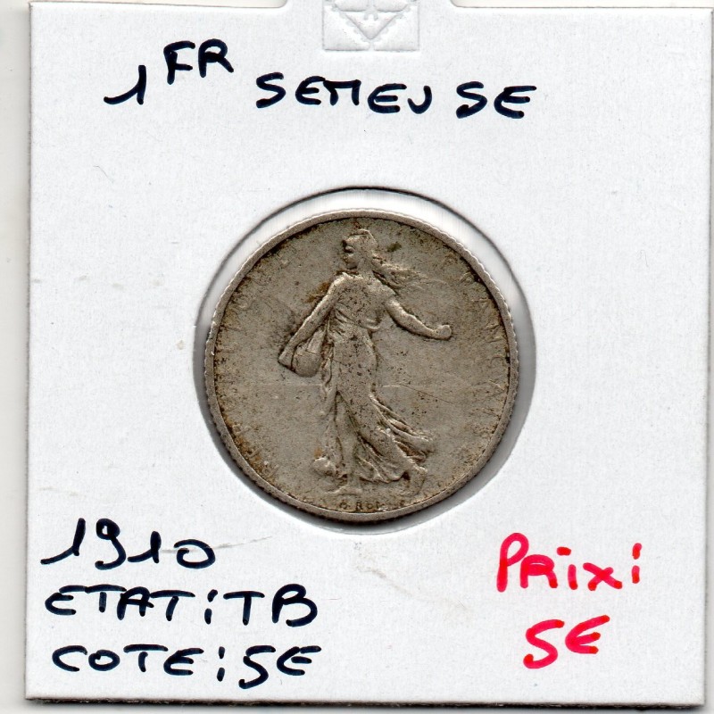 1 franc Semeuse Argent 1910 TB, France pièce de monnaie