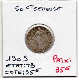 50 centimes Semeuse Argent 1903 TB, France pièce de monnaie