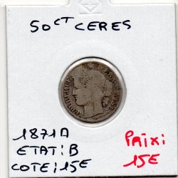 50 centimes Cérès 1871 A Paris B, France pièce de monnaie