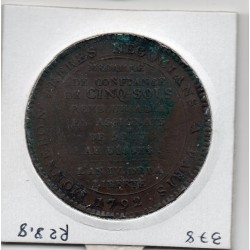 Monneron 5 sols Type IIf 1792 TTB, France pièce de monnaie de confiance