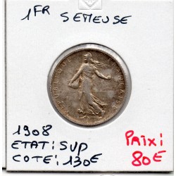 1 franc Semeuse Argent 1908 Sup, France pièce de monnaie