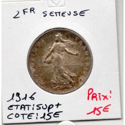 2 Francs Semeuse Argent 1916 Sup+, France pièce de monnaie