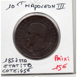 10 centimes Napoléon III tête nue 1857 MA Marseille TB, France pièce de monnaie