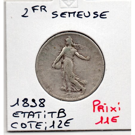 2 Francs Semeuse Argent 1898 TB, France pièce de monnaie