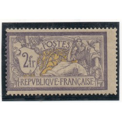 Timbre France Yvert No 122 Type Merson 2F Violet et jaune neuf * avec charnière