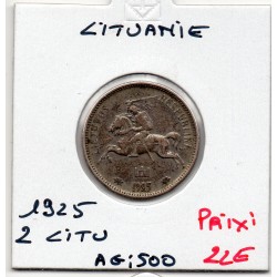 Lituanie 2 Litu 1925 TTB, KM 77 pièce de monnaie