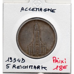 Allemagne 5 reichsmark 1934 D, TTB KM 83 pièce de monnaie