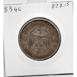 Allemagne 5 reichsmark 1934 D, TTB KM 83 pièce de monnaie