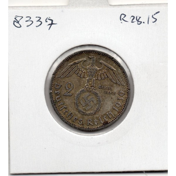 Allemagne 2 reichsmark 1939 A, TTB KM 93 pièce de monnaie