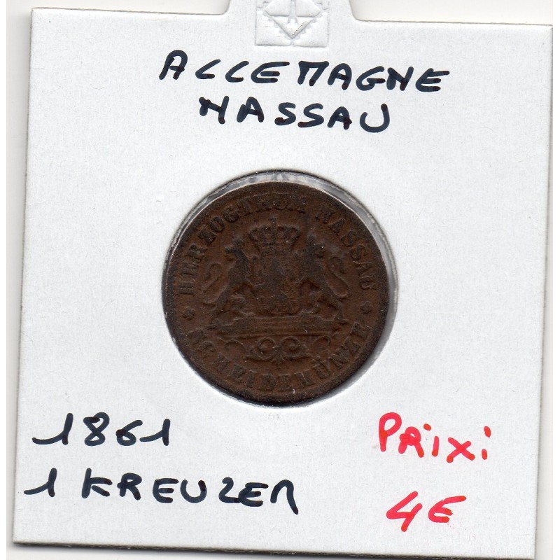 Nassau 1 kreuzer 1861 TB KM 74 pièce de monnaie