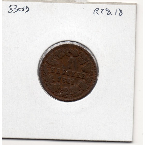 Nassau 1 kreuzer 1861 TB KM 74 pièce de monnaie