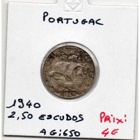 Portugal 2.5 escudos 1940 TTB, KM 580 pièce de monnaie